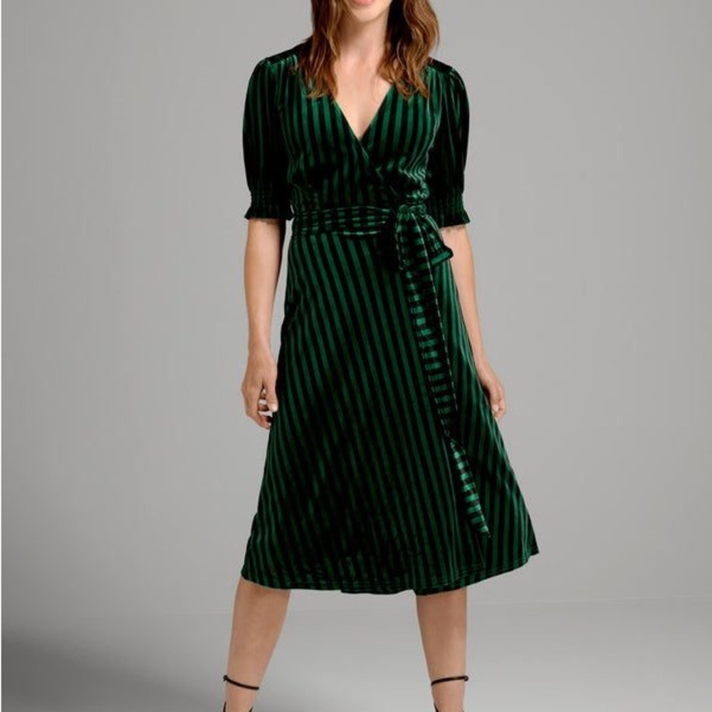 ModCloth A Victorian Drama Wrap Dress in Green
